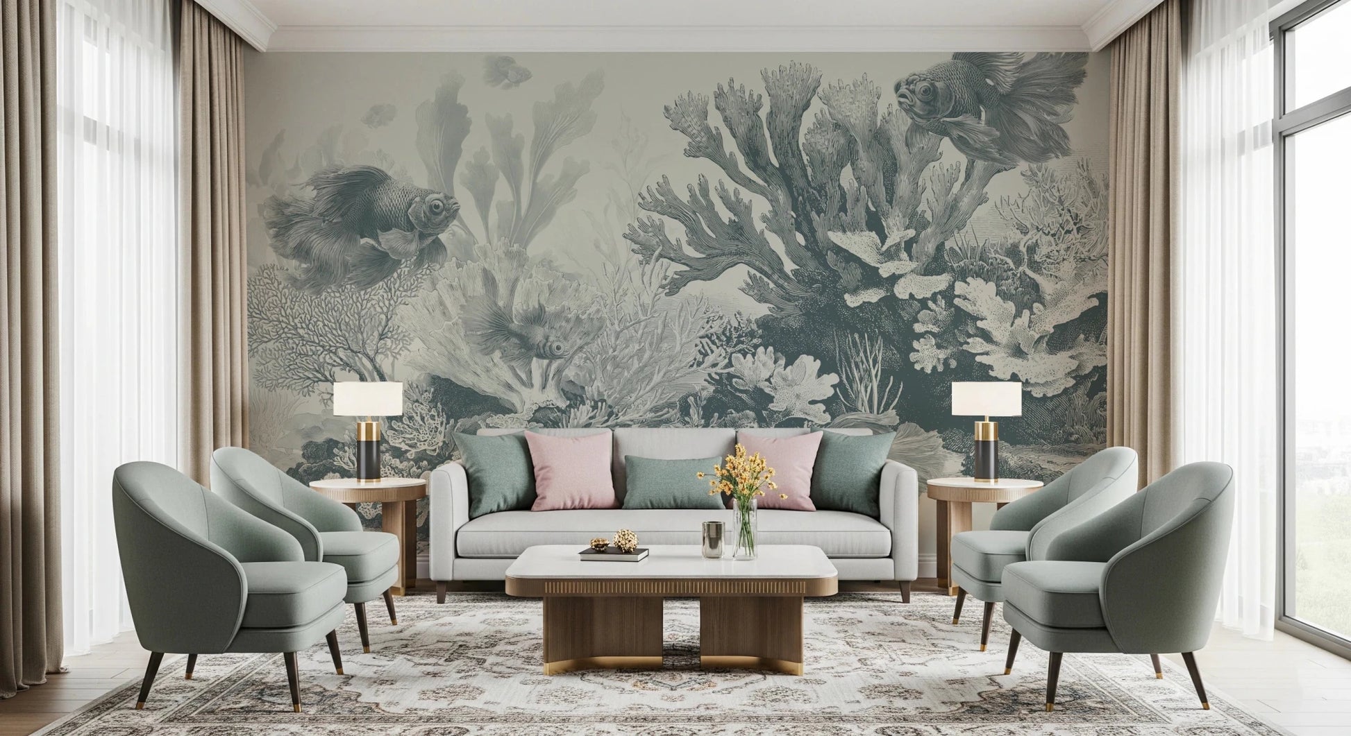 The Aquarium - Teal Wall Mural