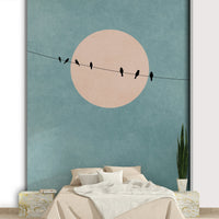A serene and contemplative wall mural.
