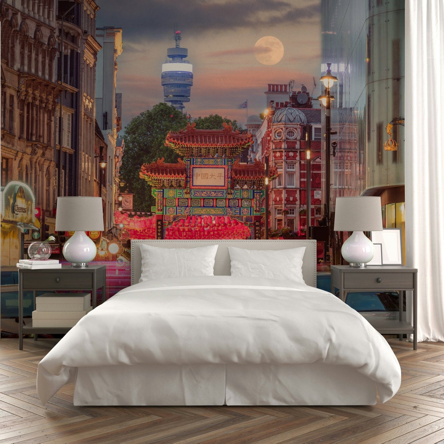 Cars driving and parked on the street
