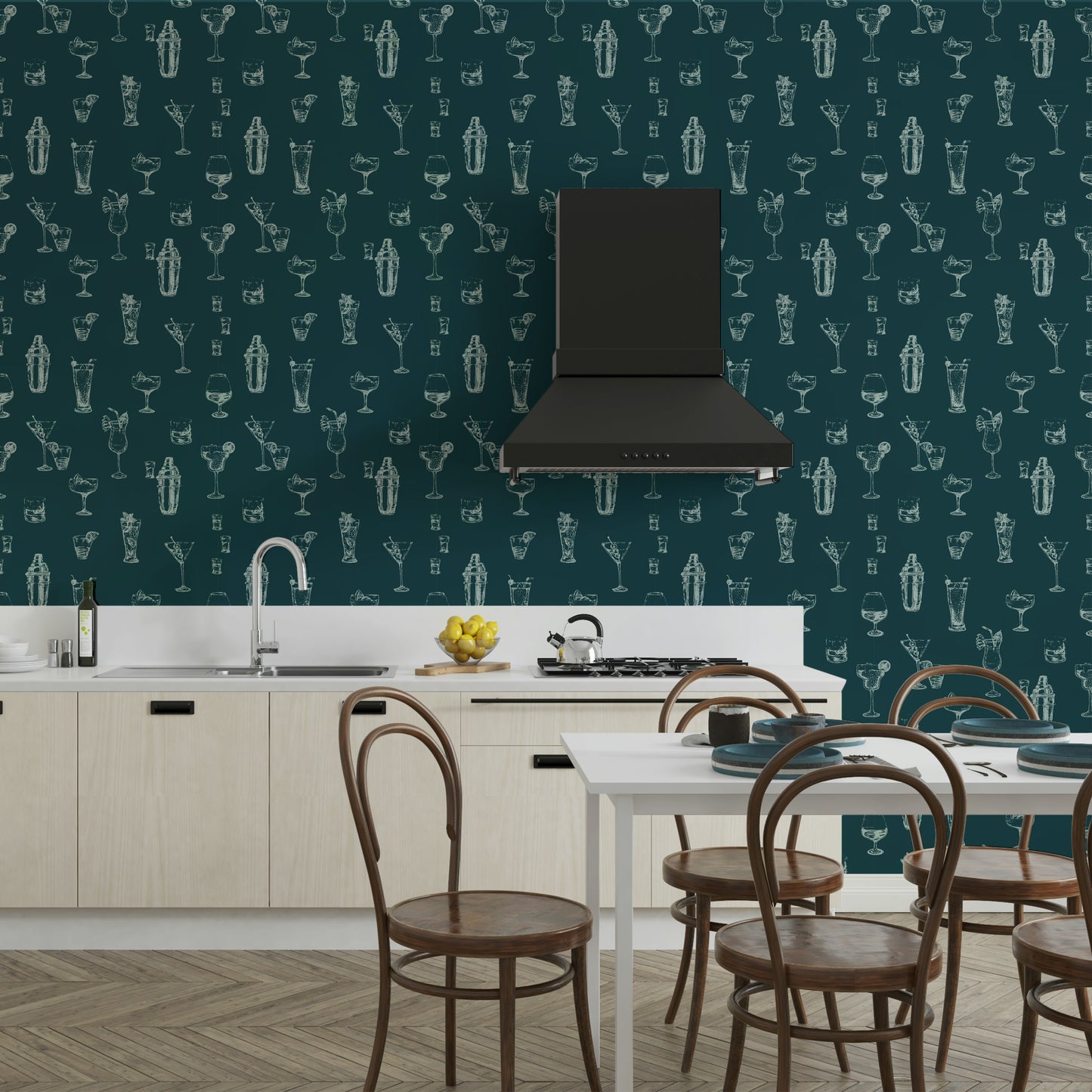 Elegant cocktail wallpaper for cozy bar spaces


