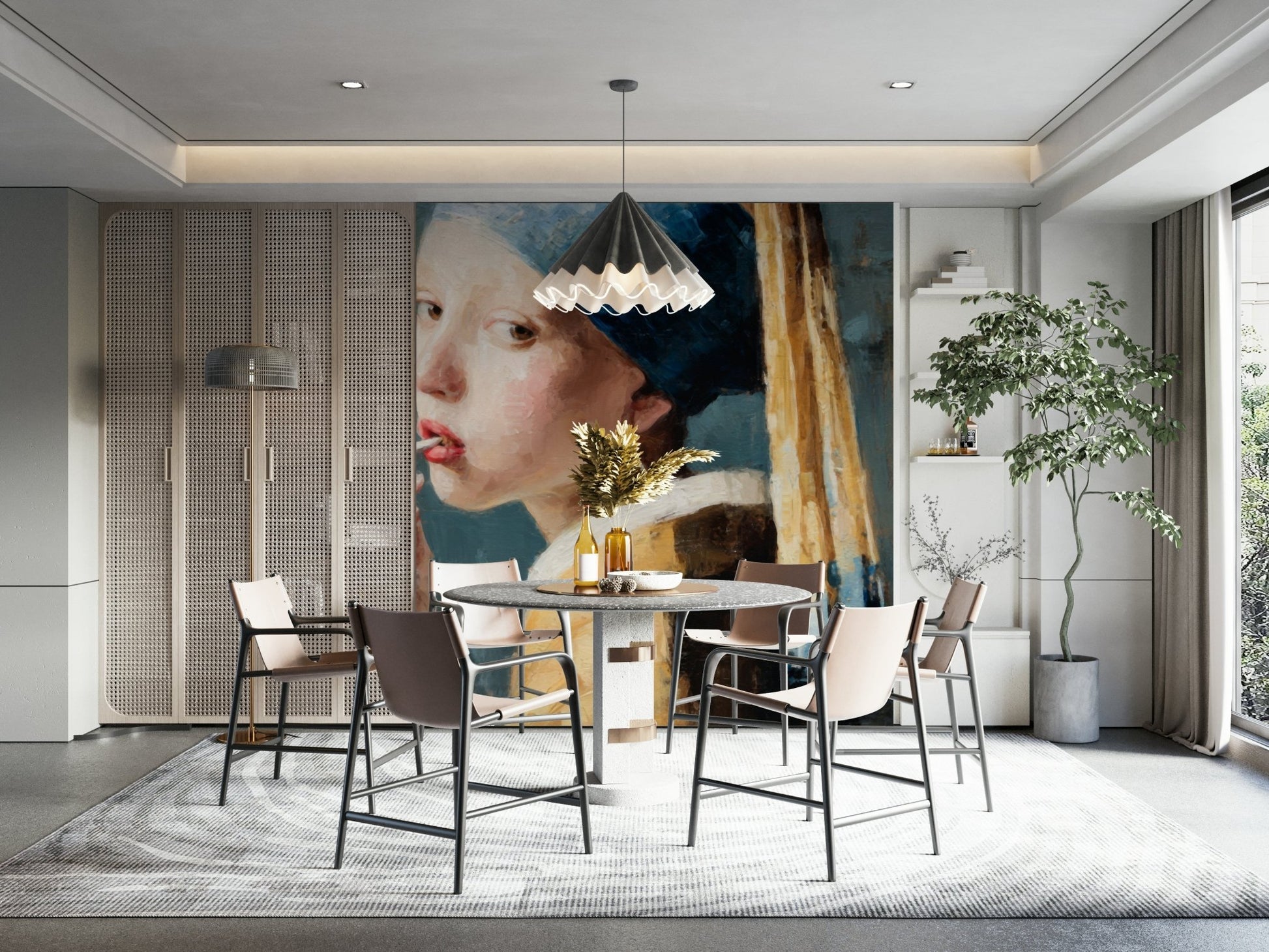 stylized portrait of a girl with a pearl earring

