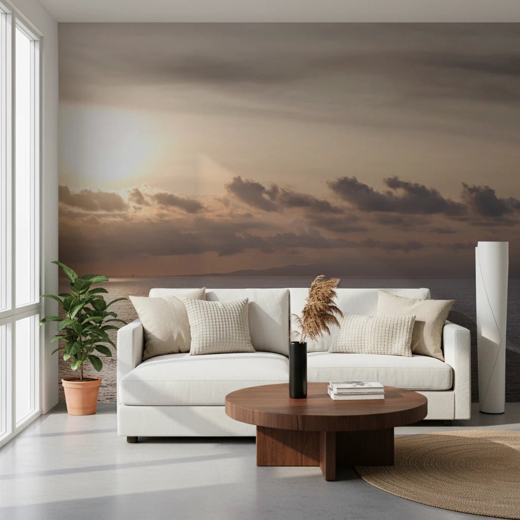 Atmospheric ocean landscape on The Glow of Dusk Wall Mural for office area