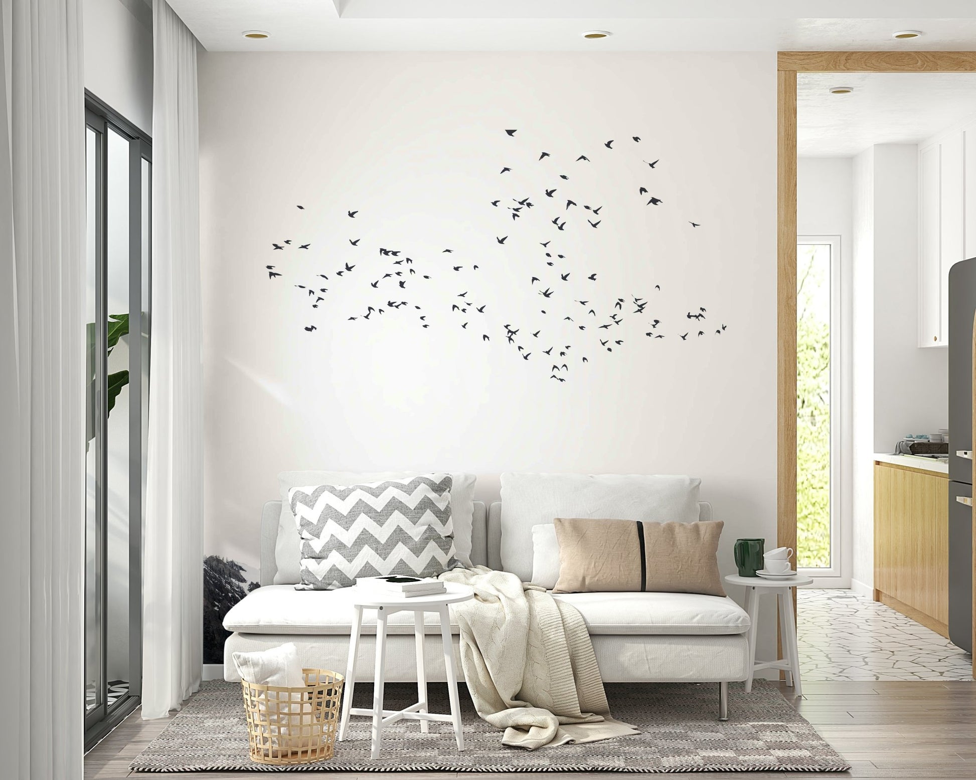 The sky can be clear, cloudy, or atmospheric.
