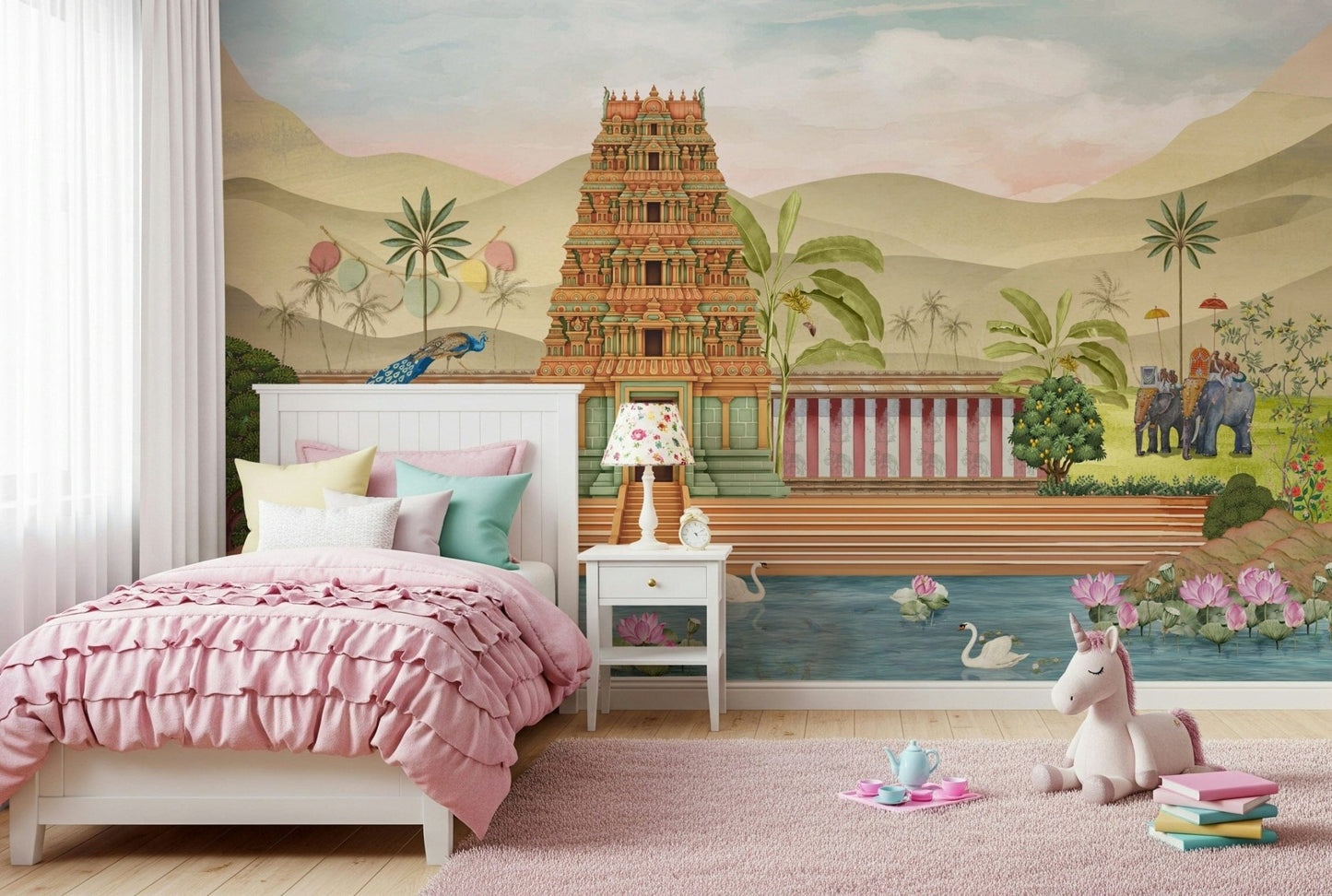 The Royal Pastoral wall mural with countryside scene and gentle tones
