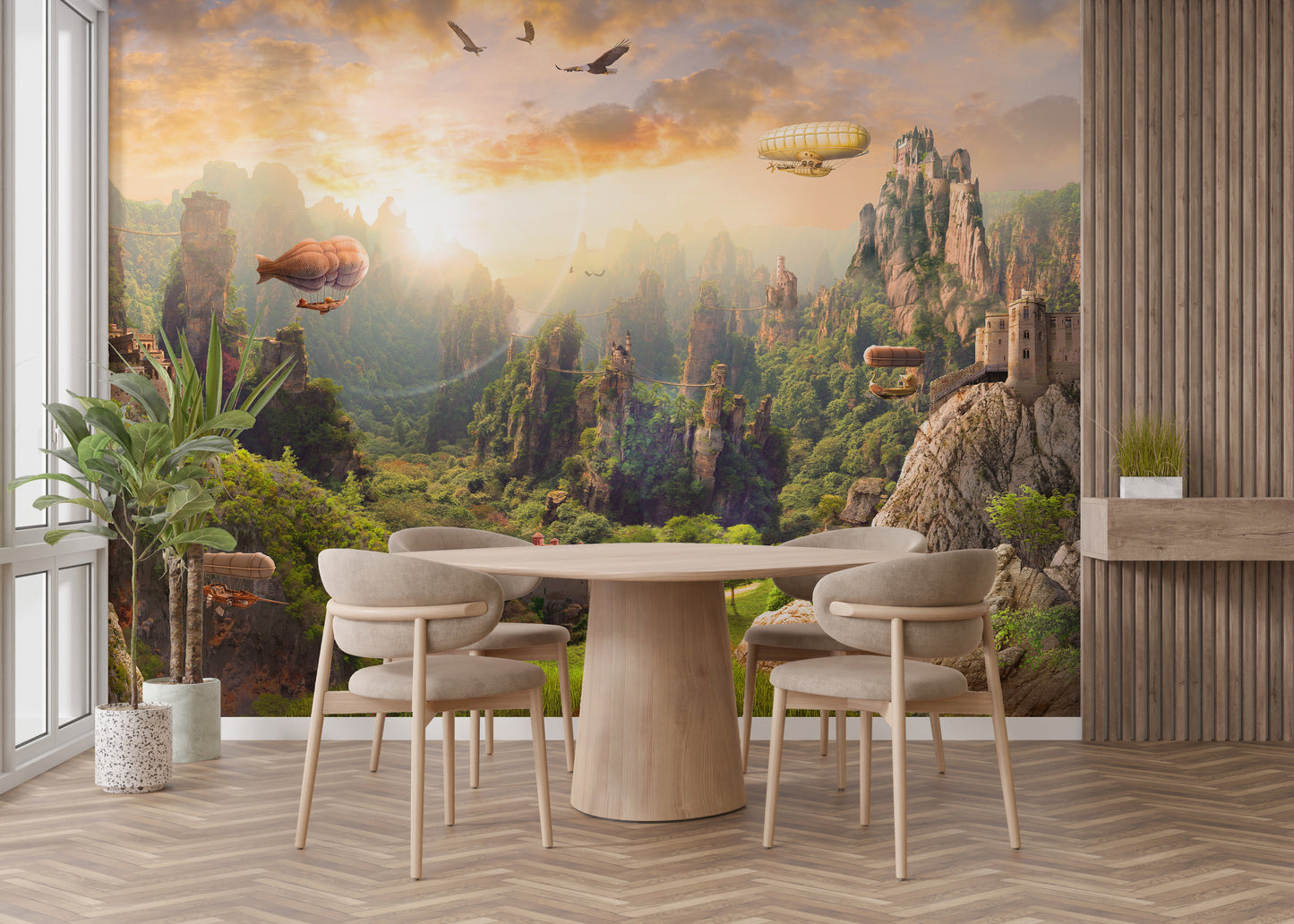 Scenic nature-inspired wallpaper mural for interiors
