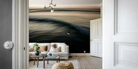 A calming water movement wallpaper mural that defines a space.

