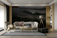 A detail shot of the flowing, frothy texture of the water.

