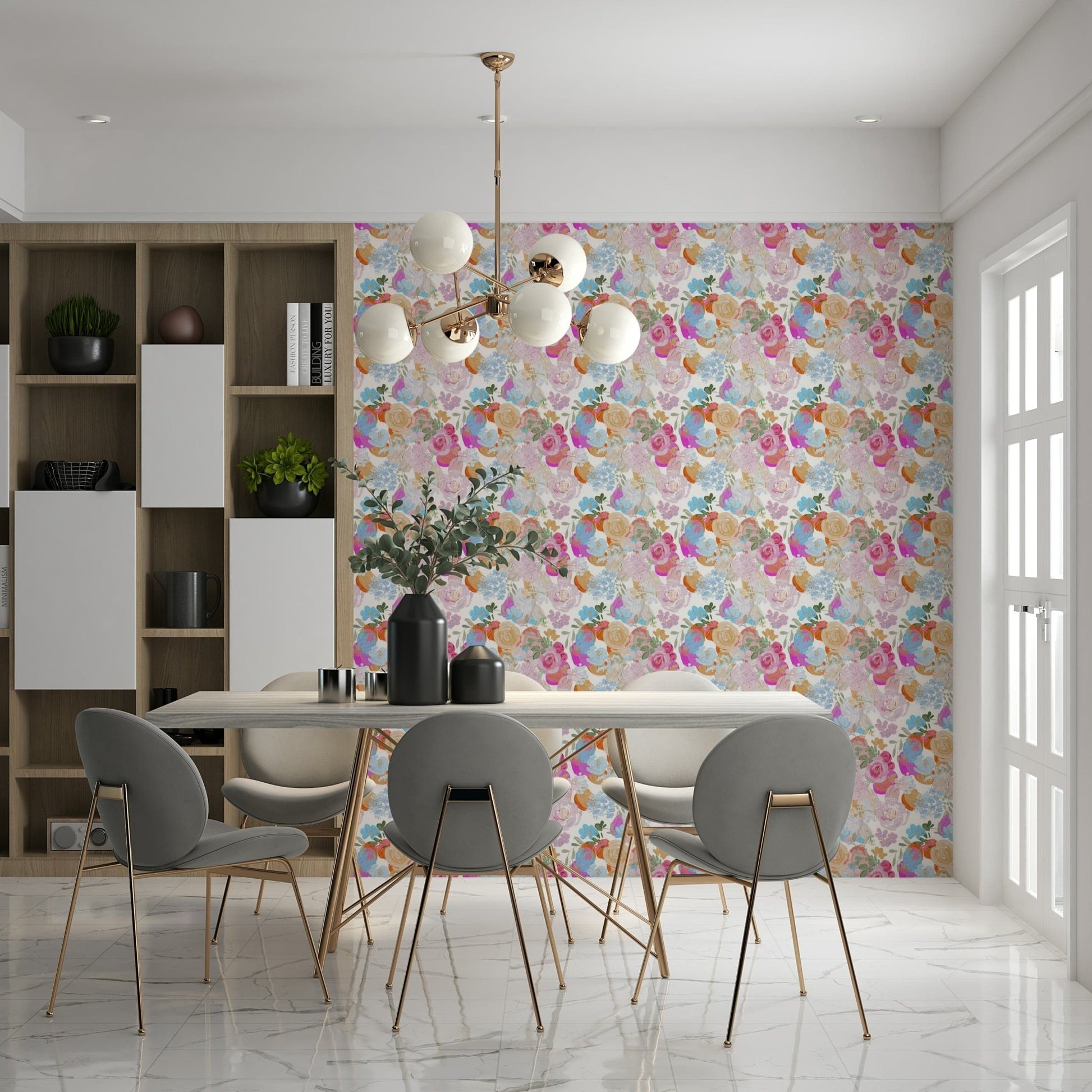 Artistic floral dream wallpaper with expressive magenta brushstrokes and spring mood.