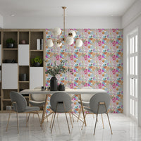 Artistic floral dream wallpaper with expressive magenta brushstrokes and spring mood.