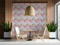 Thick textured floral wallpaper in magenta tones for a romantic spring ambiance.