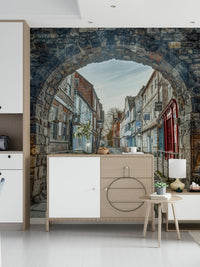 Classic stone arch mural for contemporary home decor