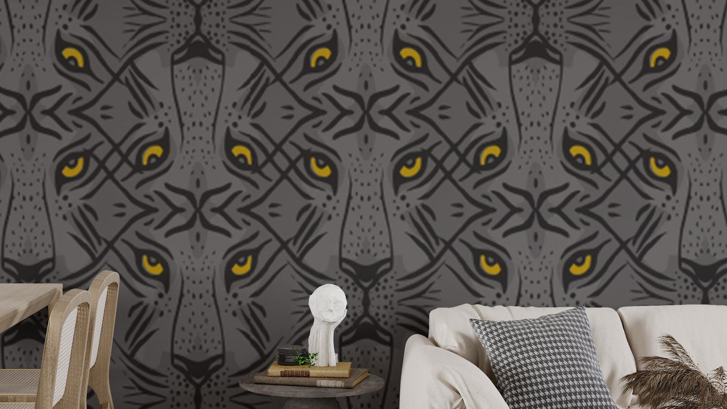 Removable wallpaper with hypnotic tiger design