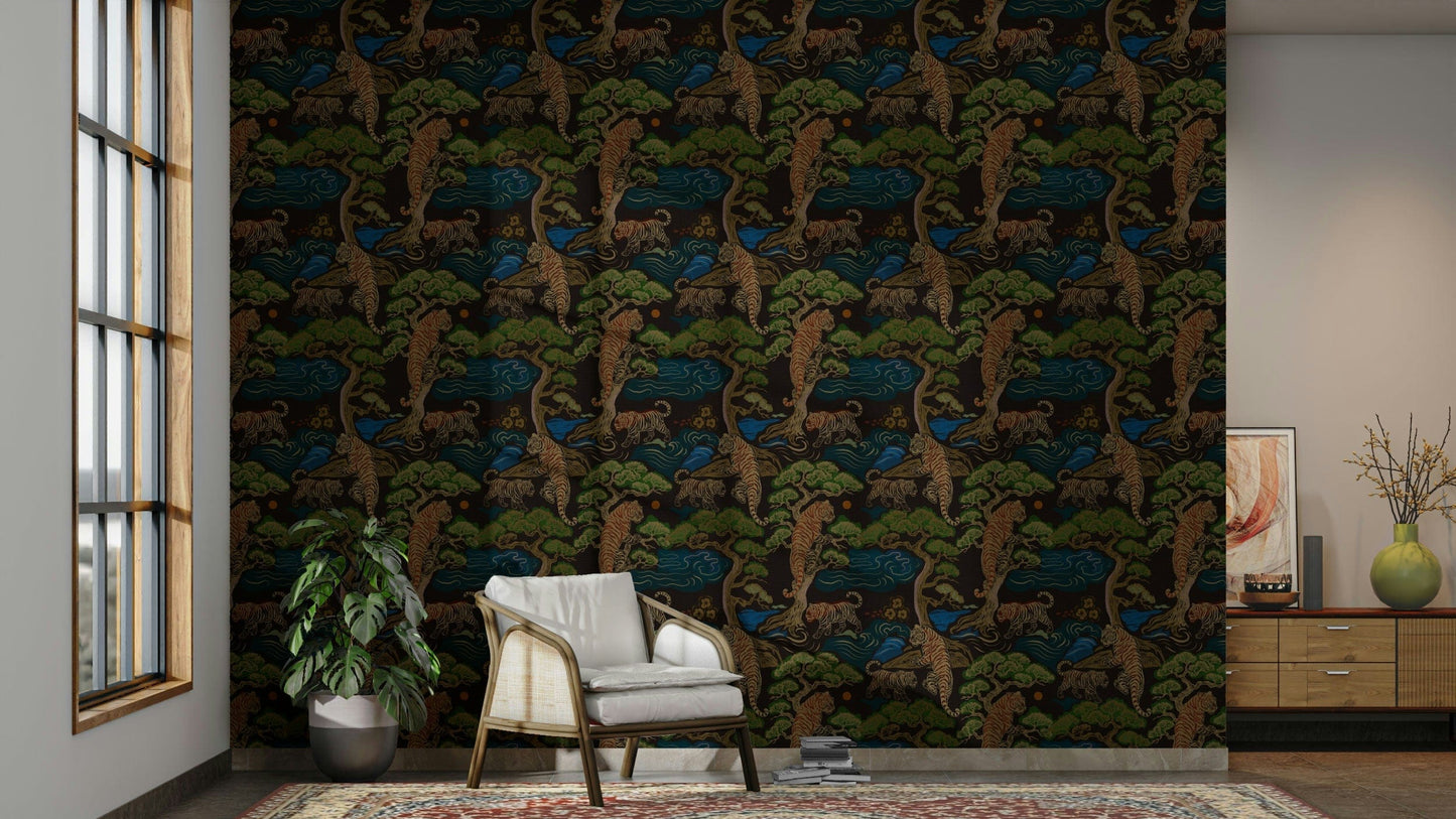 Whispers of the Tiger Grove forest wall mural

