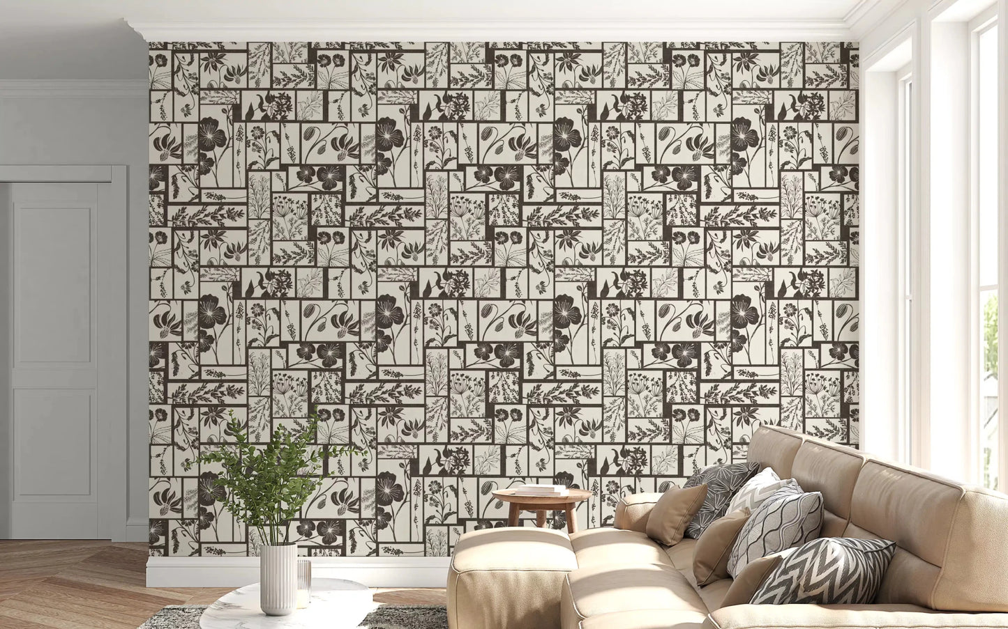 Zeitlose Flora-Fliesentapete