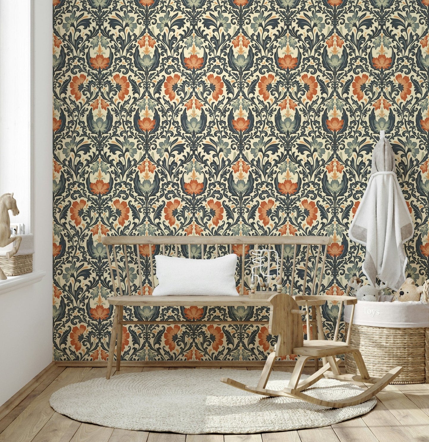 Elegant home accent wall covering, large floral motifs, Opulence pattern.