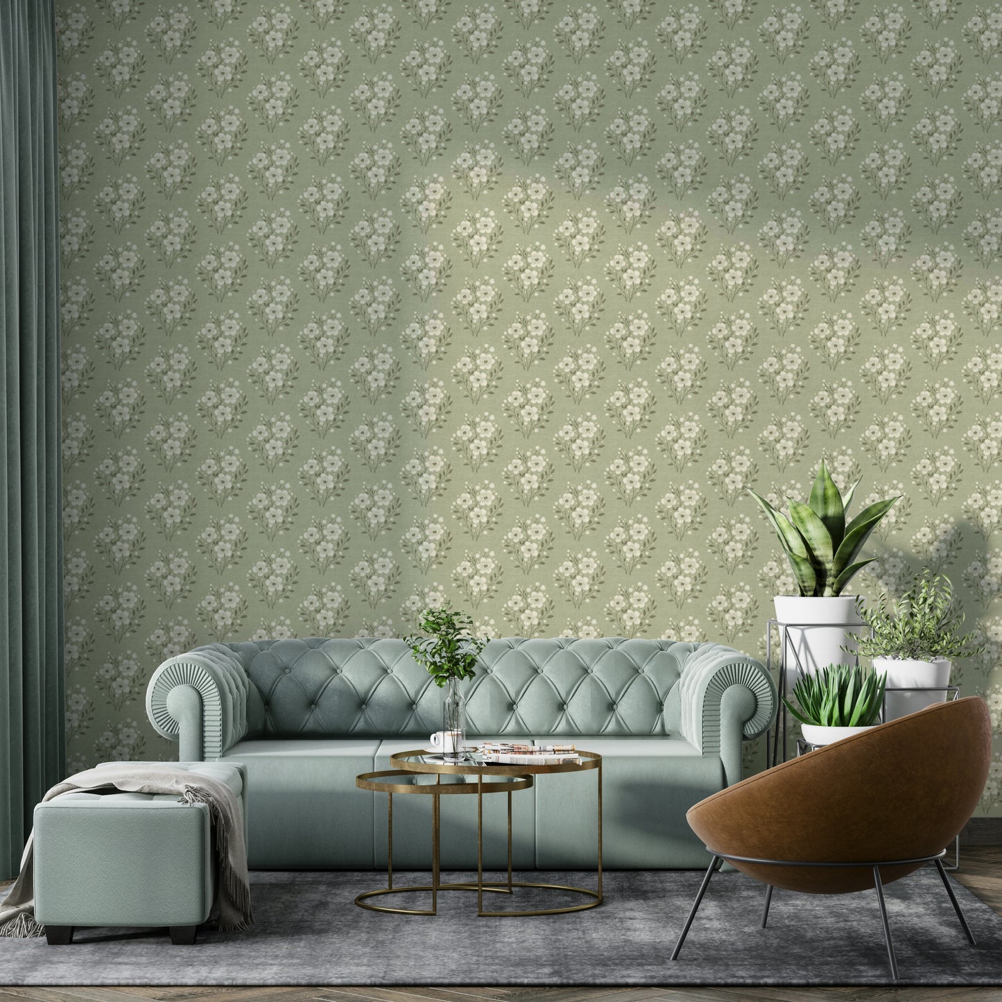 Elegant sage floral wallpaper for cozy spaces

