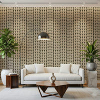 Decorative floral repeat wallpaper in earthy neutrals