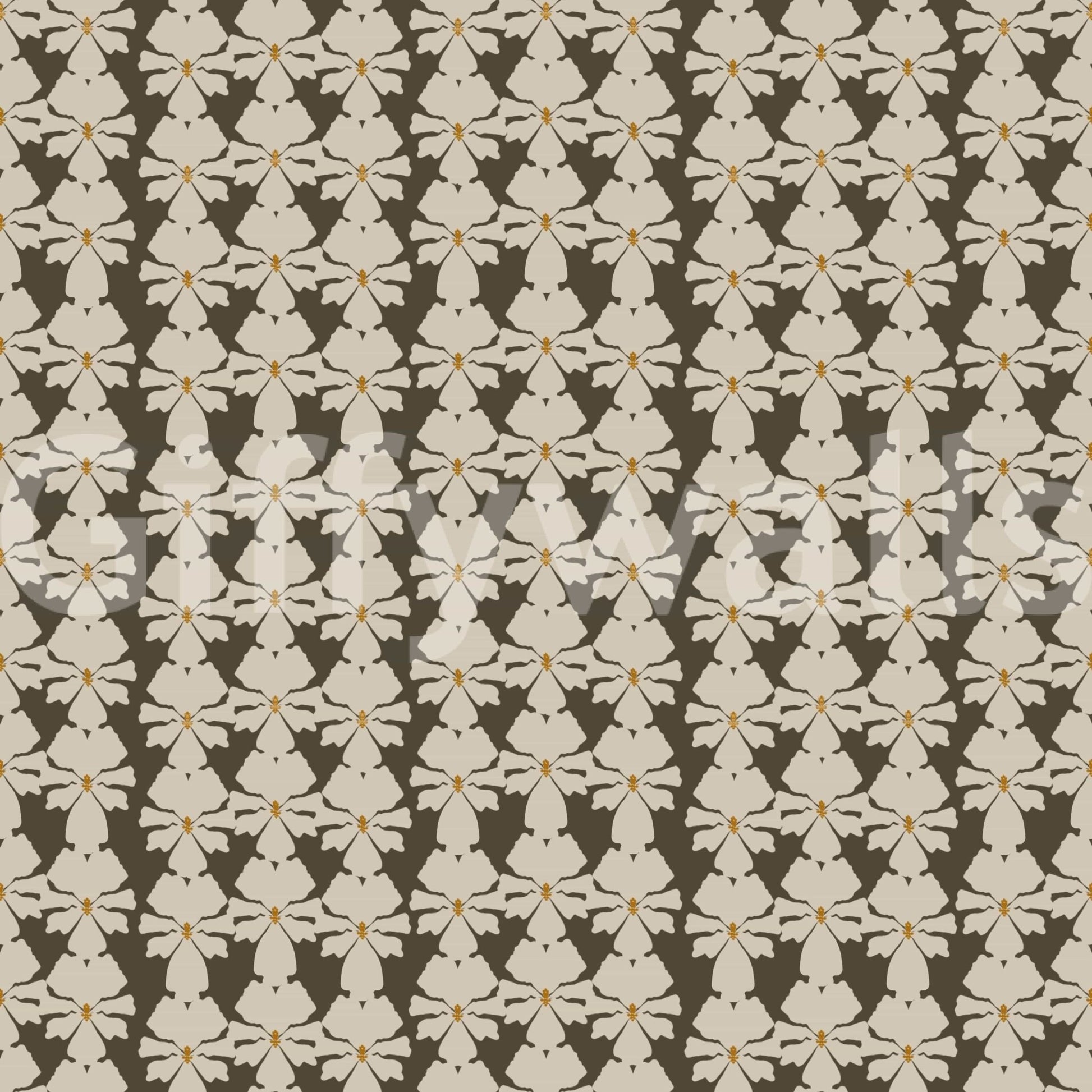 Minimal vintage floral wallpaper in soft cream tones