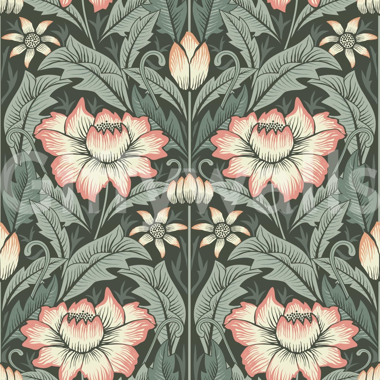 Timeless Garden – Forest Green Wallpaper⁠