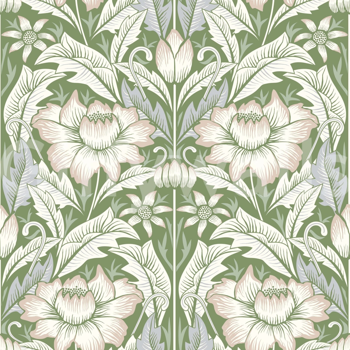 Timeless Garden – Sage Green Wallpaper⁠