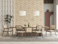 Timeless floral garden wallpaper in sand beige, adding depth and softness to walls.
