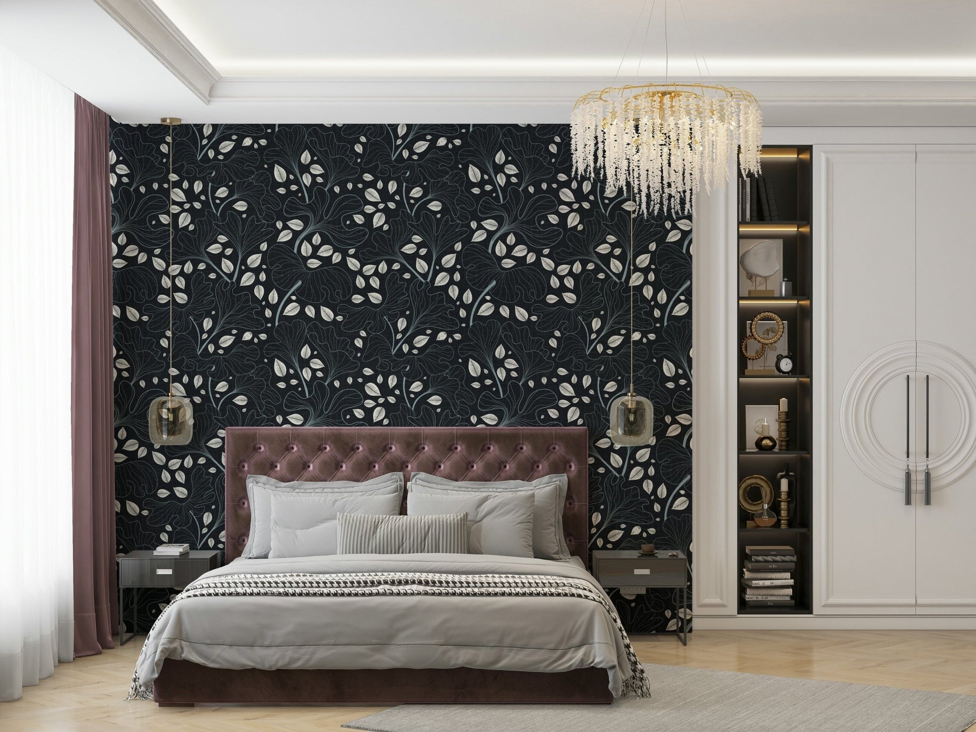 Wallpaper with a navy blue background.

