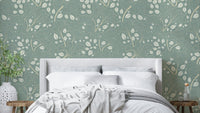 Timeless Ginkgo Garden Pearl and Blue Wallpaper.

