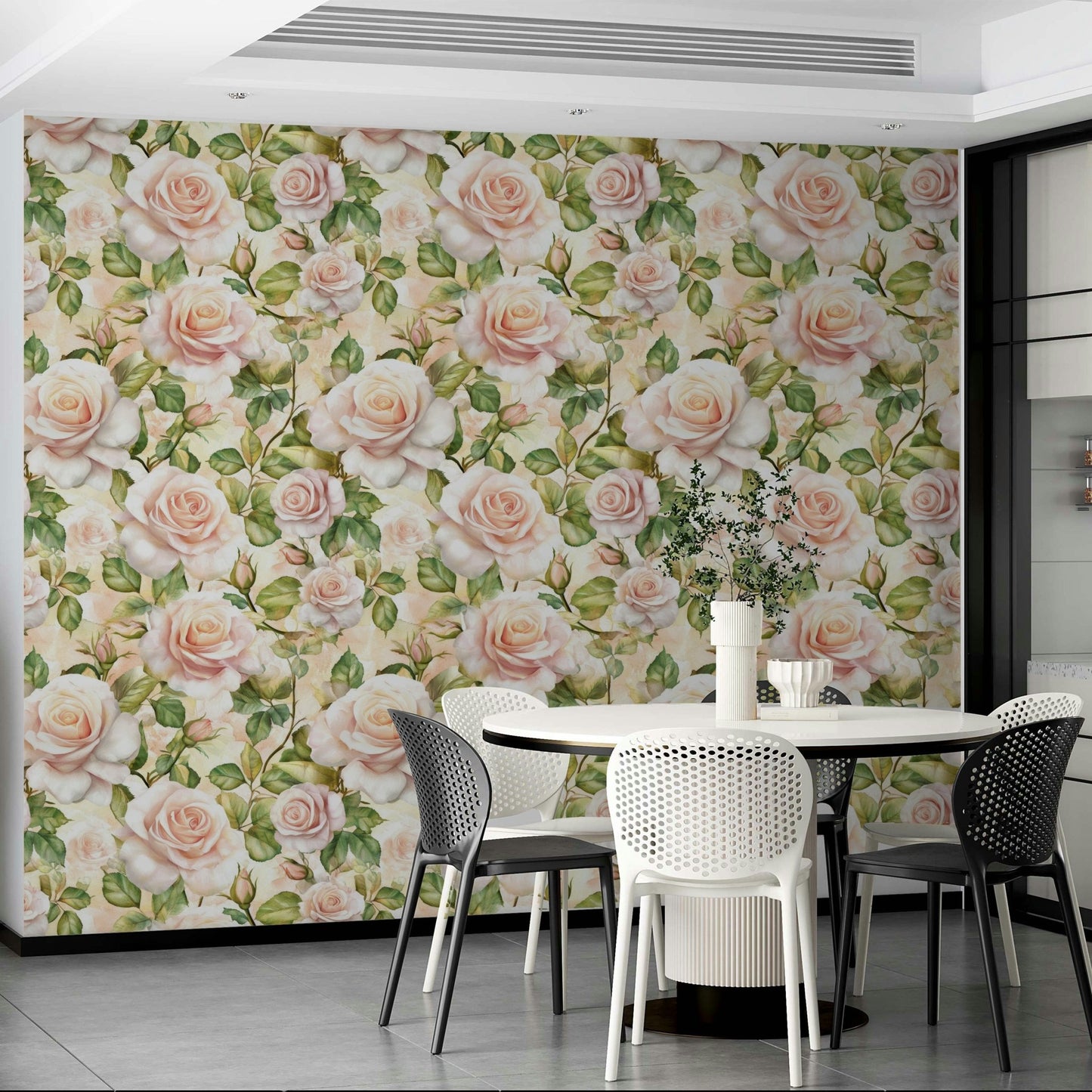 Soft and vibrant rose wallpaper mural for a serene room ambiance.


