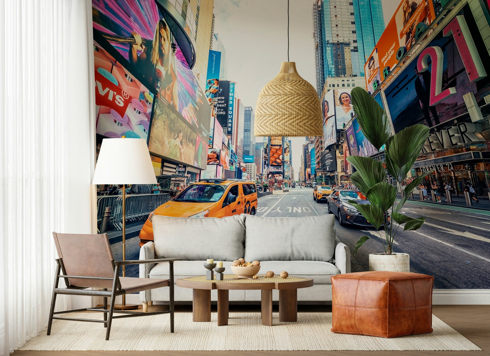 Busy New York intersection Times Square Hustle wallpaper mural.
