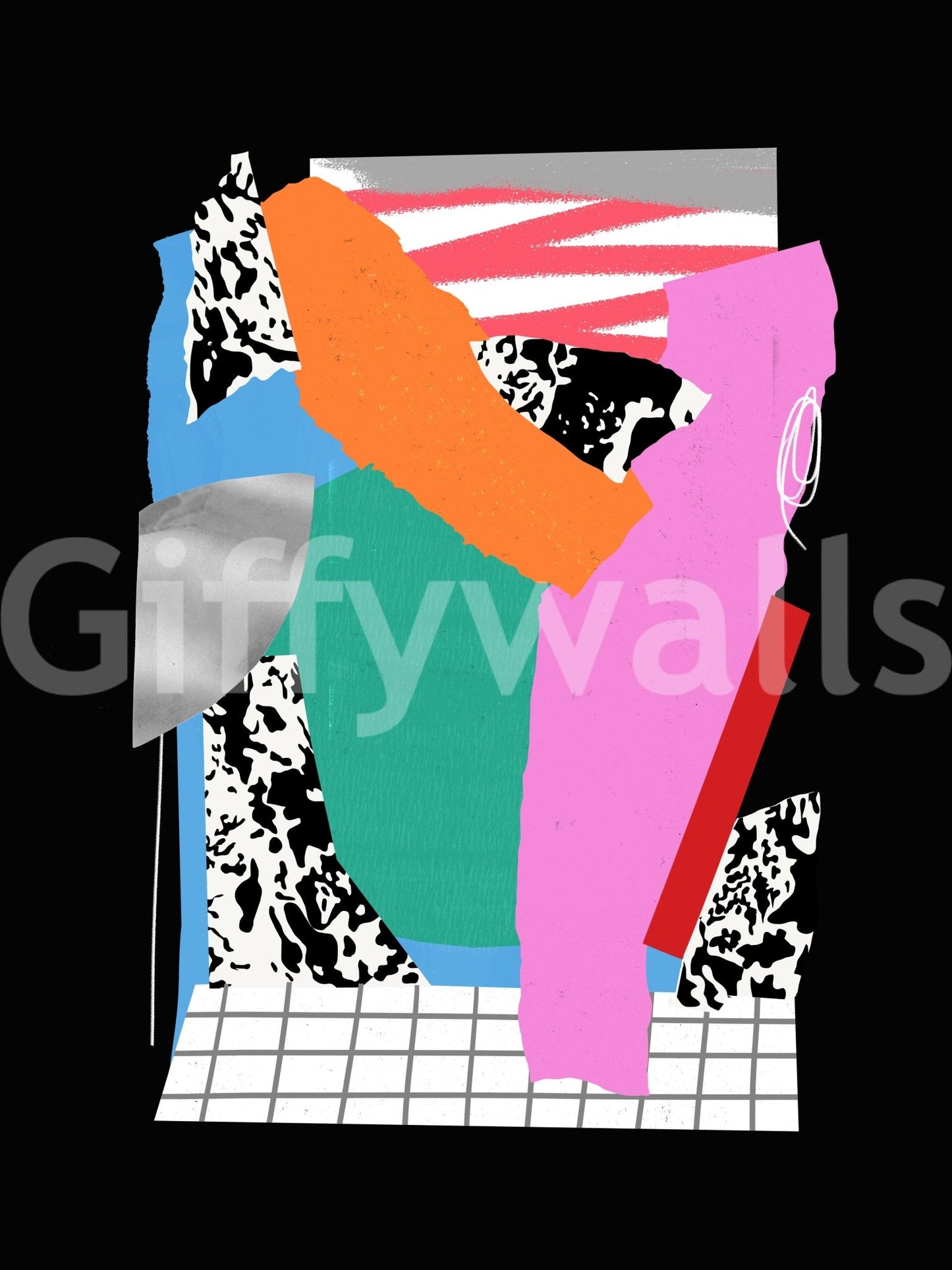 Elegant abstract wall mural with soft lighting in a high-rise apartment.