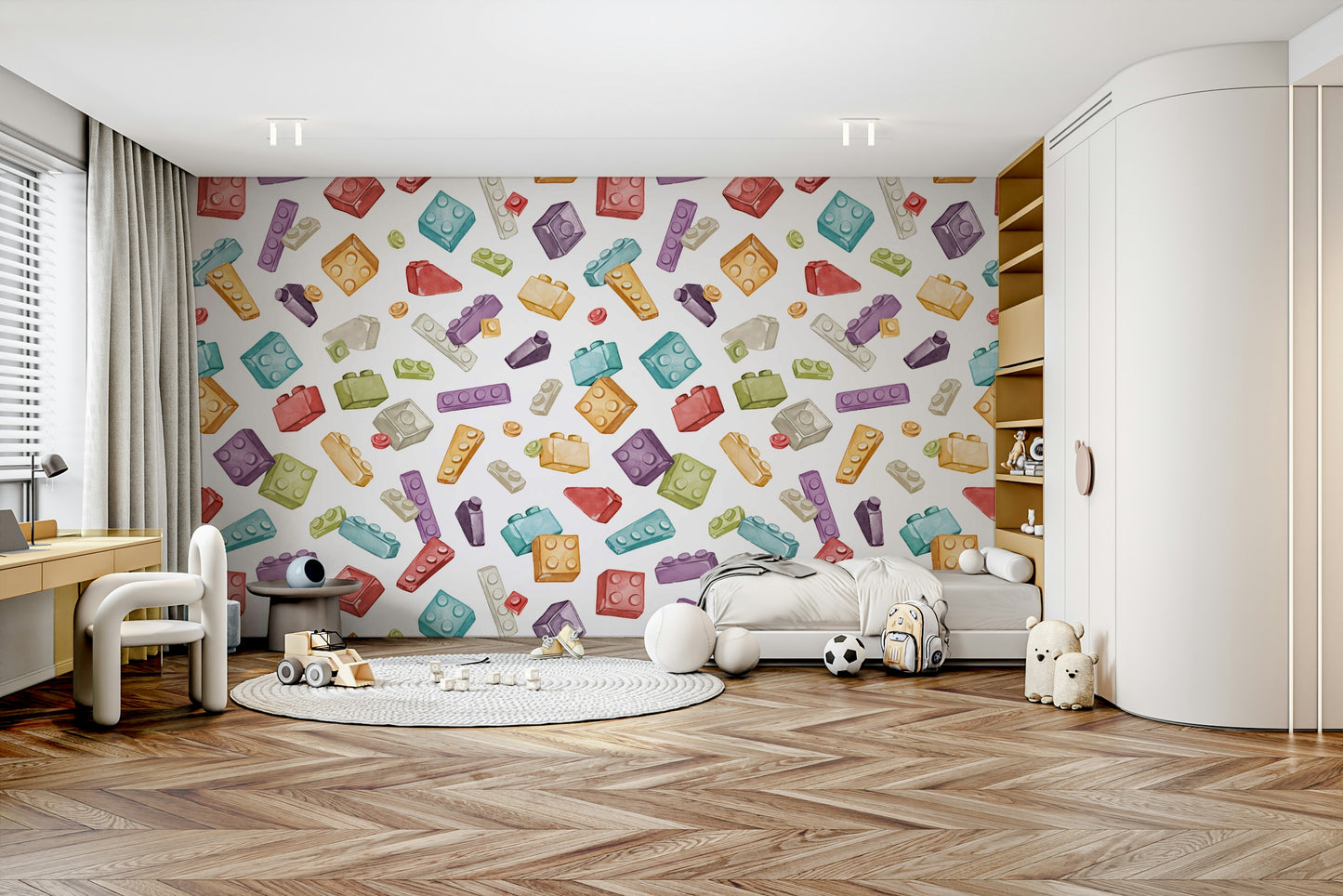 Educational building blocks wallpaper design