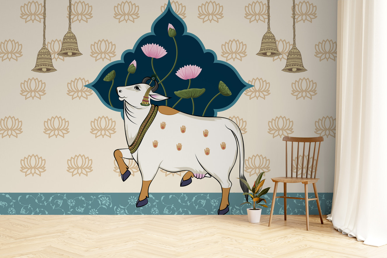 Traditional Hindu Cultural Wallpaper with sacred motifs
