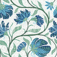 Trailing Indina Floral - Blue and White Wallpaper⁠