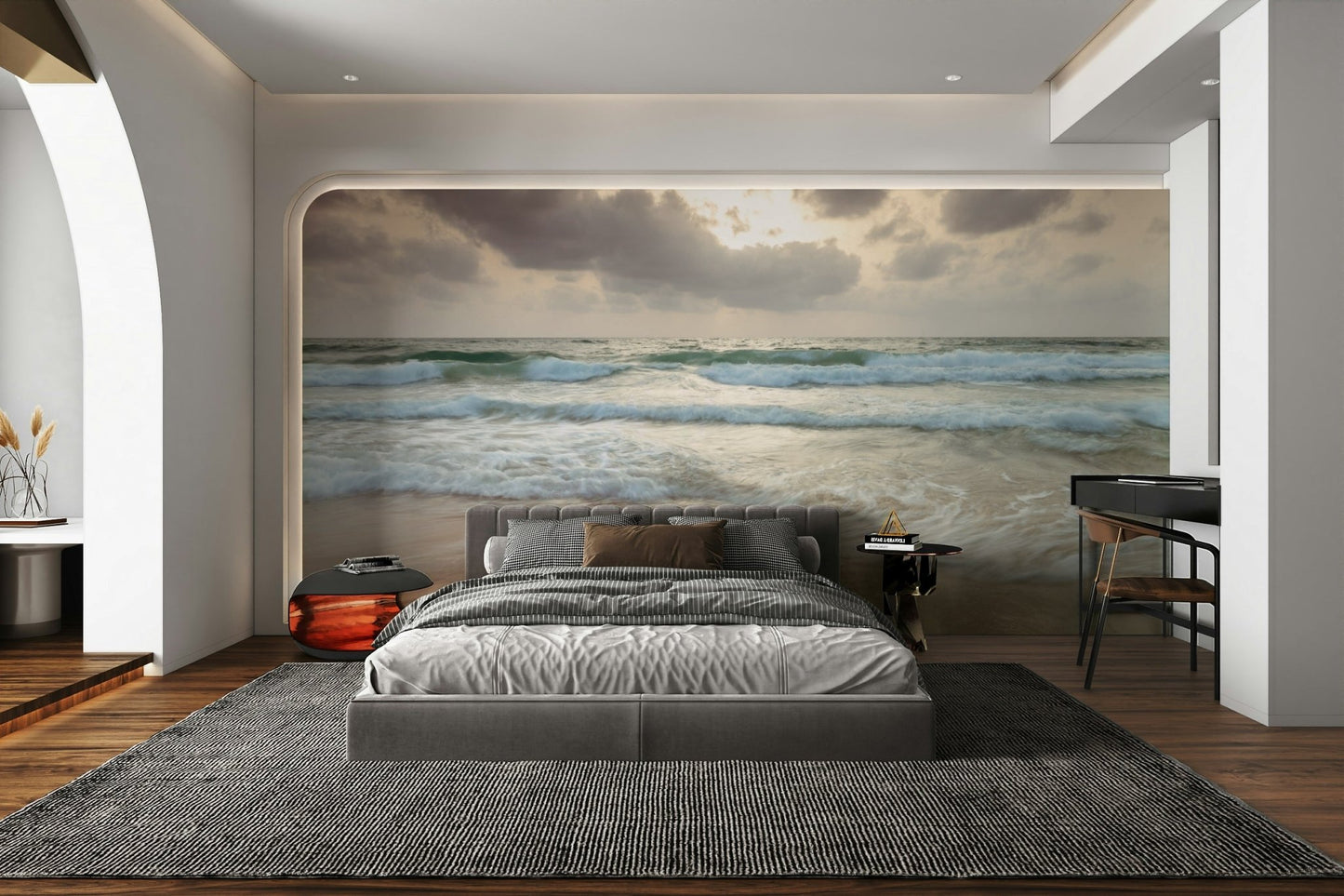 The colors are muted and gentle, with soft browns, whites, and greys.

