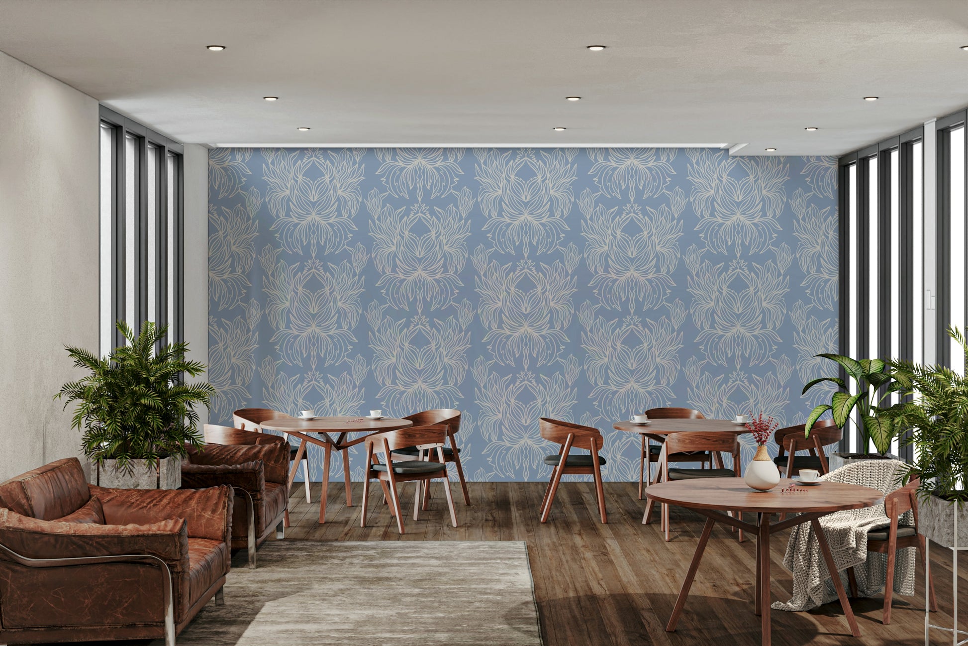 Neutral floral wallpaper for restful spaces

