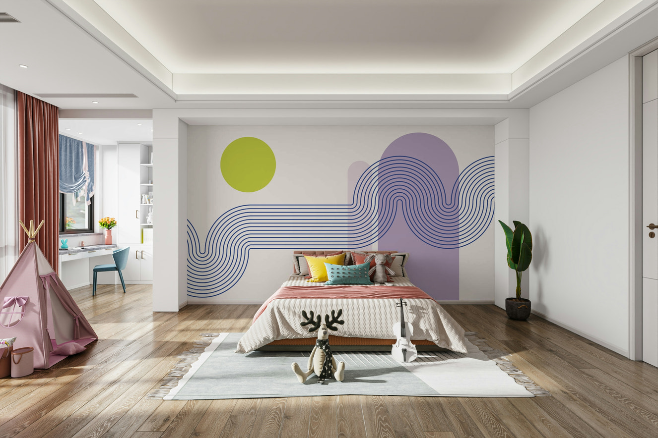 Tranquil Curves Wall Mural in Soft Tones

