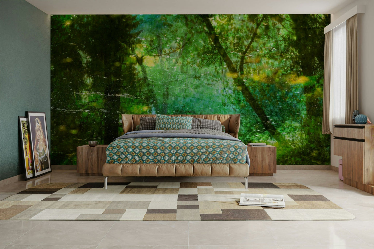 Tranquil landscape with abundant greenery.

