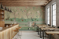A peaceful wall mural with an organic, natural design.

