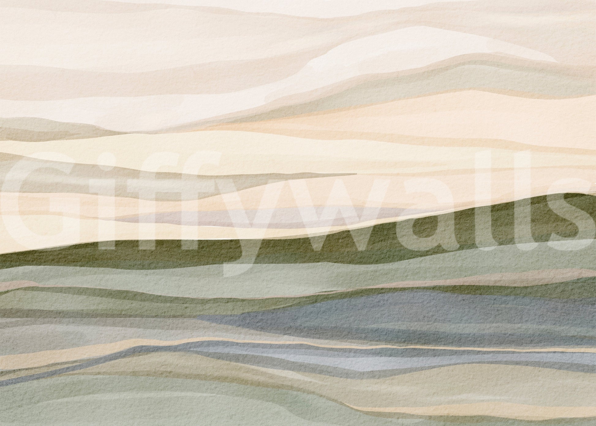 Panoramic Rolling Horizon sketch with misty ridges in organic green hues.