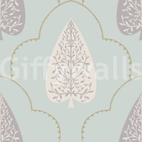 Harmonious Tranquil Trellis mural gentle lilac on duck egg blue.