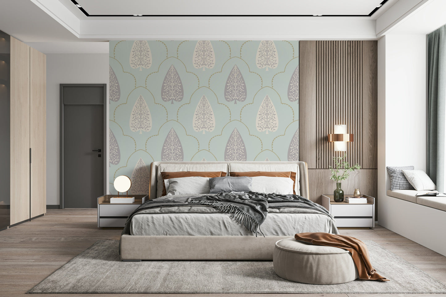 Wall mural Tranquil Trellis graceful spade shape botanical pattern.
