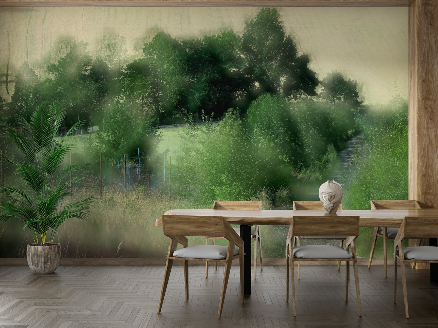 Tranquil Pathway Through Lush Greenery - Nature Photography Wall Mural.

