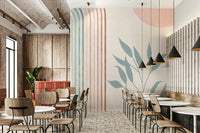 Soft abstract rainbow mural with peaceful vibe

