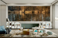 Still water and tree reflection mural
