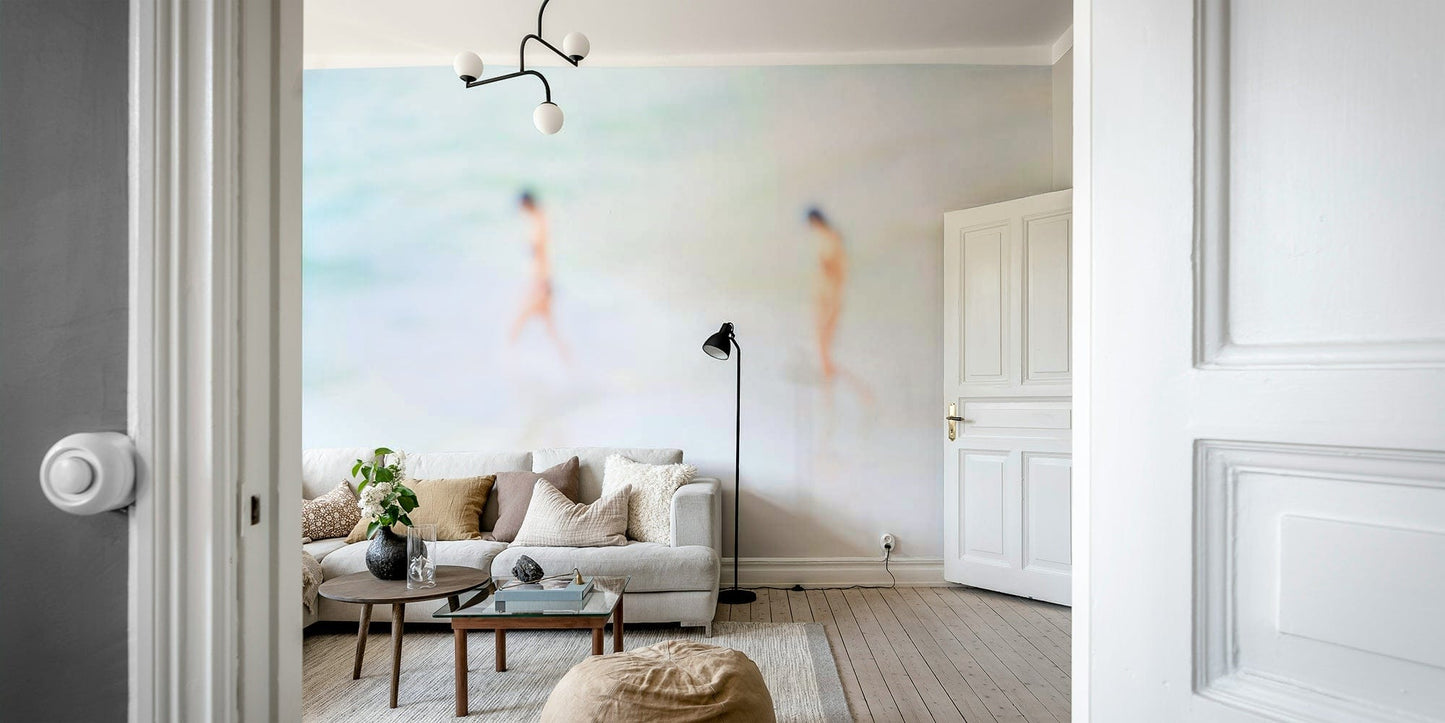 An aerial view of the waves near the shore.

