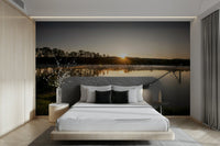 Tranquil Sunrise Reflection Over Serene Lake Wall Mural