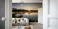Tranquil Sunrise Reflection Over Serene Lake Wall Mural