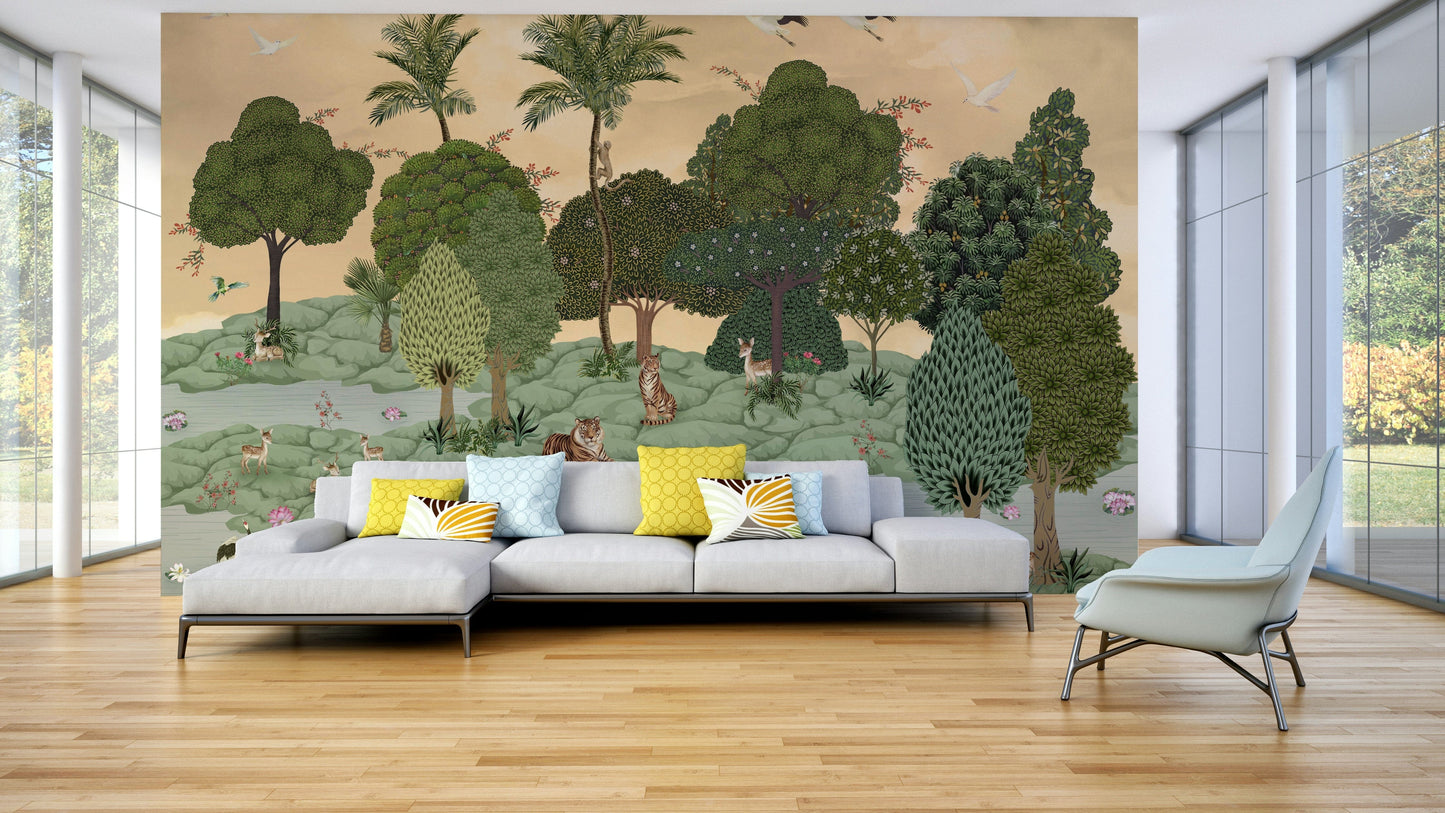 The design features a majestic tiger in a lush jungle setting.

