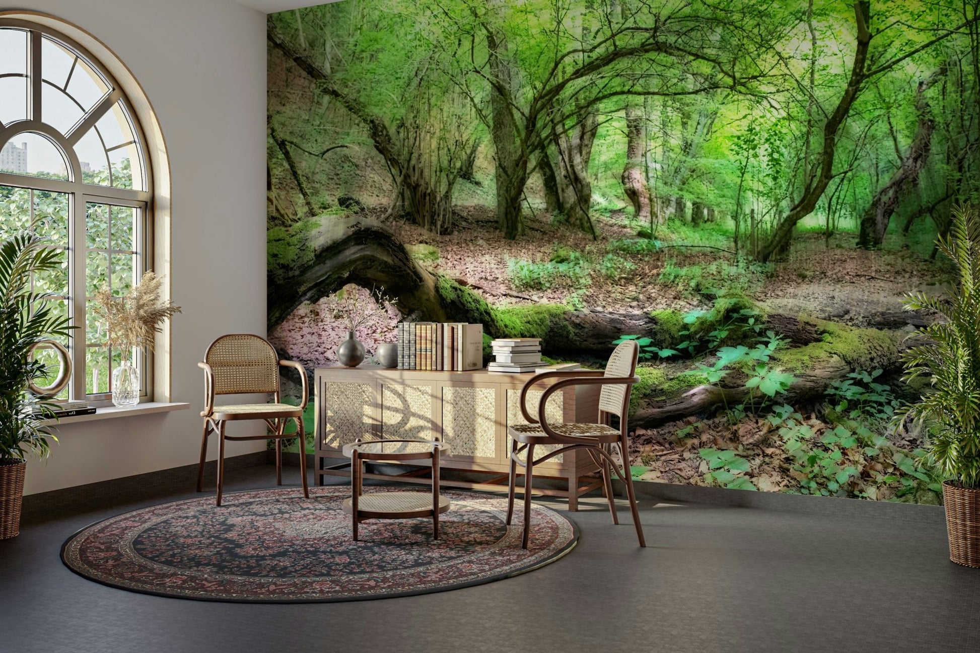 Natural forest wall backdrop
