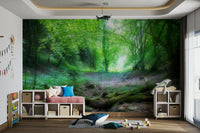 Soft green forest wallpaper style
